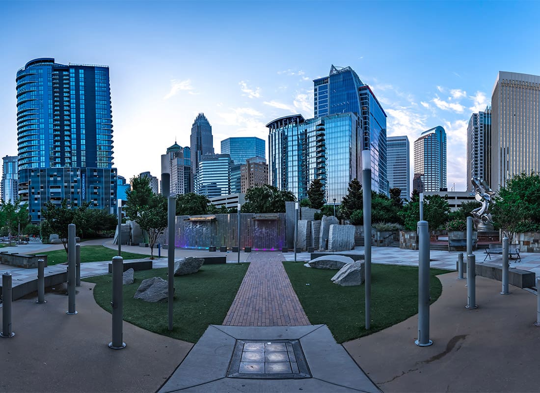 Denver, NC - Charlotte North Carolina Skyline From Romare Bearden Park